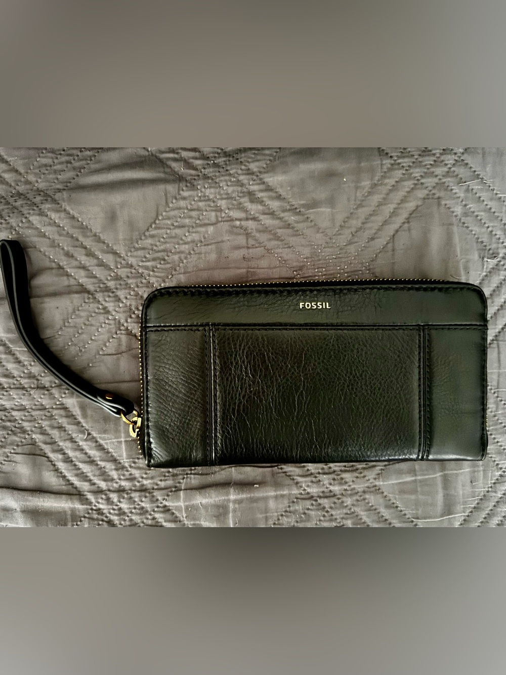 Fossil Black Leather Wristlet Wallet
